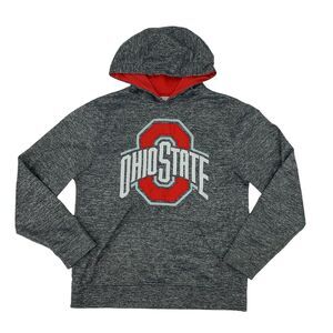 Scarlet Gray Ohio State Buckeyes Hoodie Mens Size S Gray Fleece Sweatshirt *READ